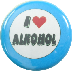 I love Alkohol Button blau